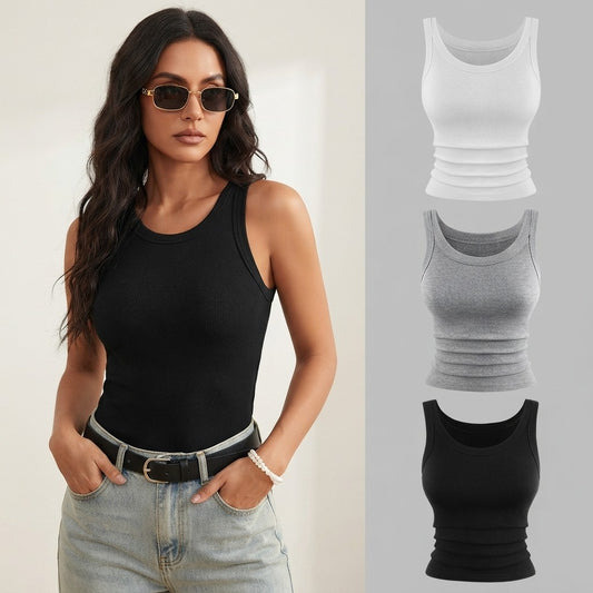 Women's Ribbed Cotton Tank Top — Soft, Stretchy & Value-Packed